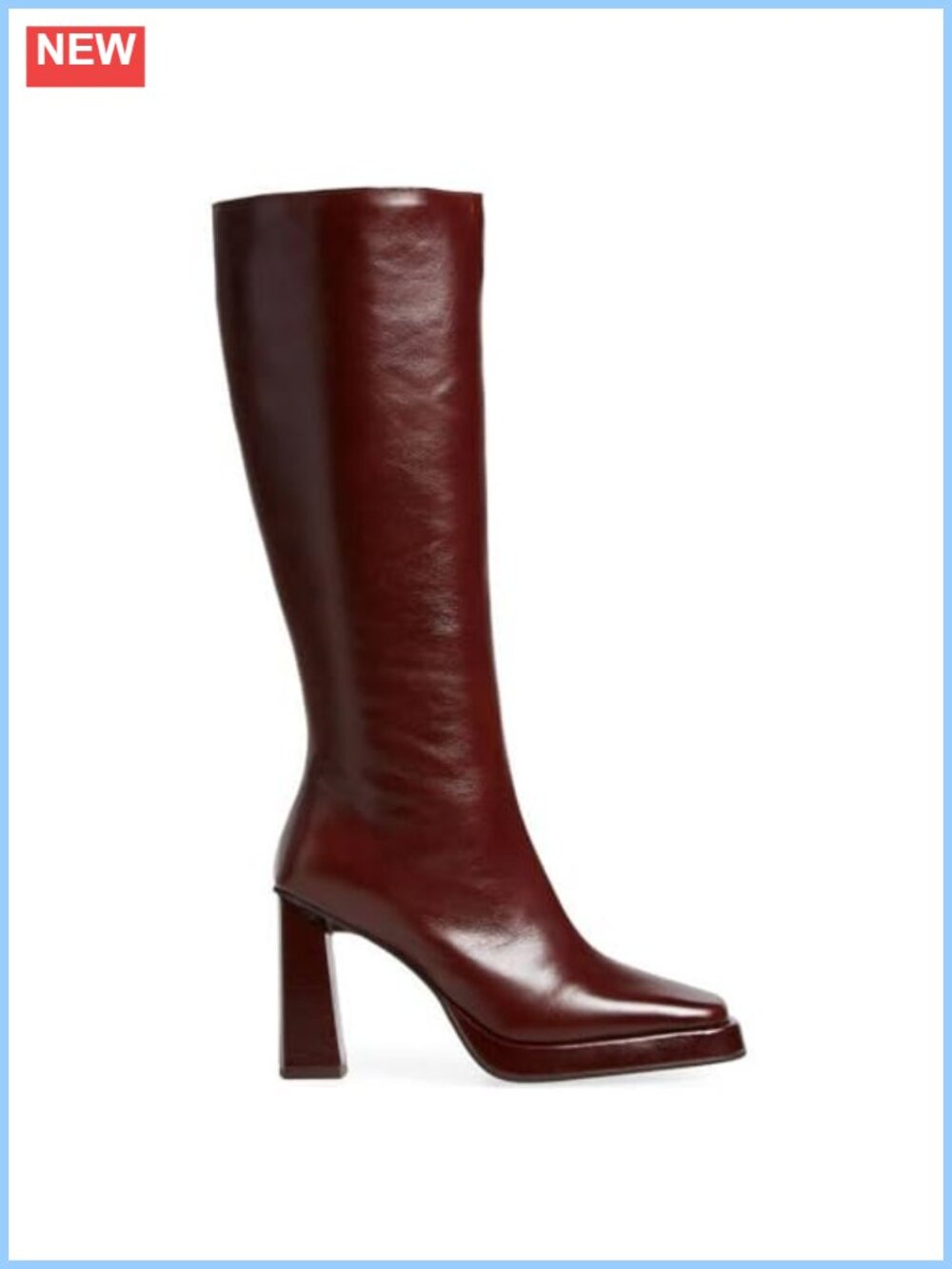 Vegan Leather Knee High Platform Boots Square Toe Chunky Block Heel Tall Boots - Picture 5 of 6